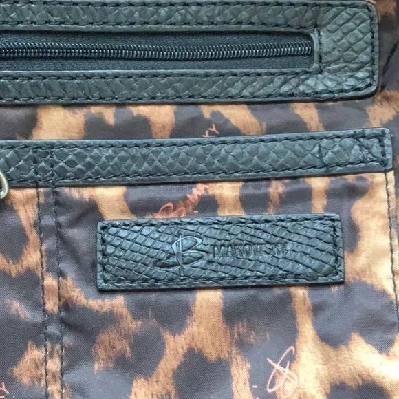 B. Makowsky Black Leather Handbag Studded strap - Picture 8 of 9